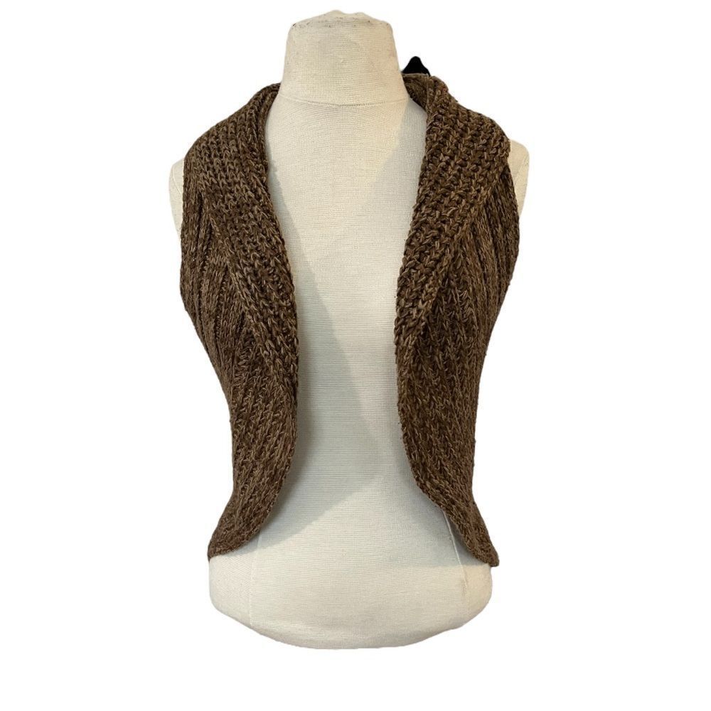 🔥4/$25 Pink Rose Knit Vest Brown Acrylic, Small